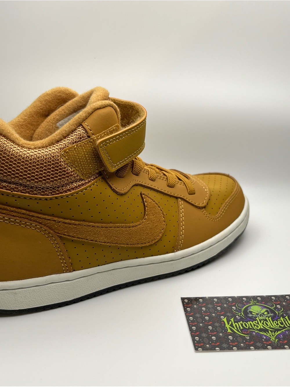 Nike Court Borough Mid (PSV) Brown Synthetic Mid Top Hook & Loop Sneaker 3Y